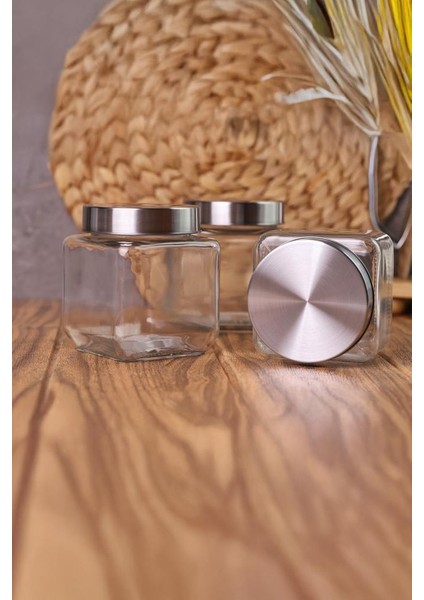 Metal Kapaklı 3'lü Borosilikat Cam Kavanoz Baharatlık 570 ml indirimleri