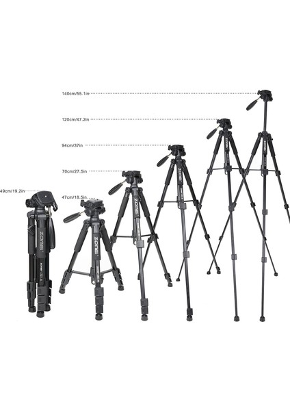 Q111 Profesyonel Alüminyum Tripod 5 kg Taşıma Kapasiteli