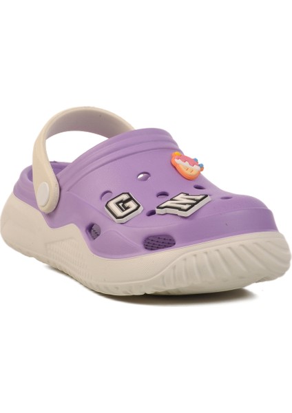 Lila-Beyaz Kız Çocuk Sabo Terlik F