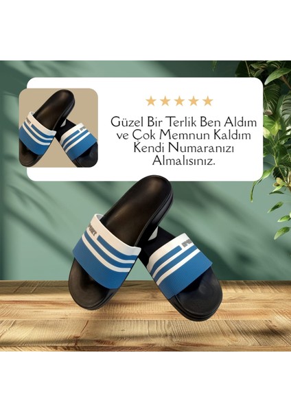 Unısex Mavi Beyaz Kaymaz Rahat Taban Deniz Plaj Havuz Banyo Günlük Terlik MIAMI-0850 indirimleri