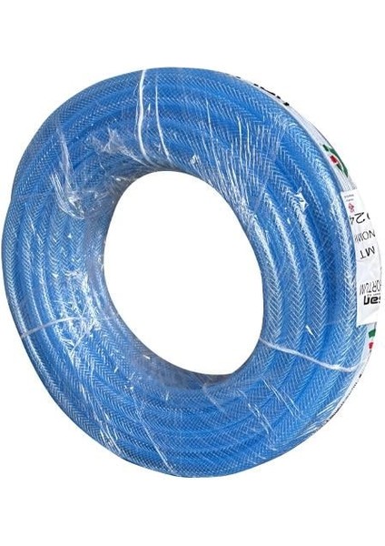 1/2 Inç Örgülü Pvc Şeffaf Bahçe Hortum 25 mt Mavi Renk