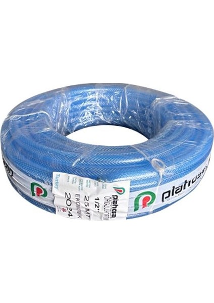 1/2 Inç Örgülü Pvc Şeffaf Bahçe Hortum 25 mt Mavi Renk