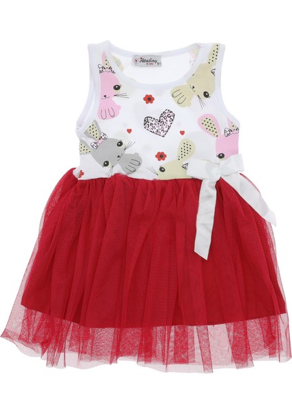 Kız Çocuk Elbise Tüllü Baskılı