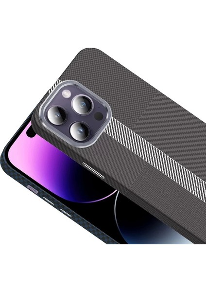 Apple Iphone 14 Pro Max Kılıf Magsafe Şarj Karbon Fiber Görünümlü Hafif Sağlam Lopard Gros Kapak Telefon Kılıfı