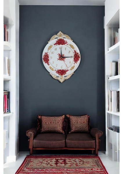 Klasik Polyester Güllü Duvar Saati fiyatları
