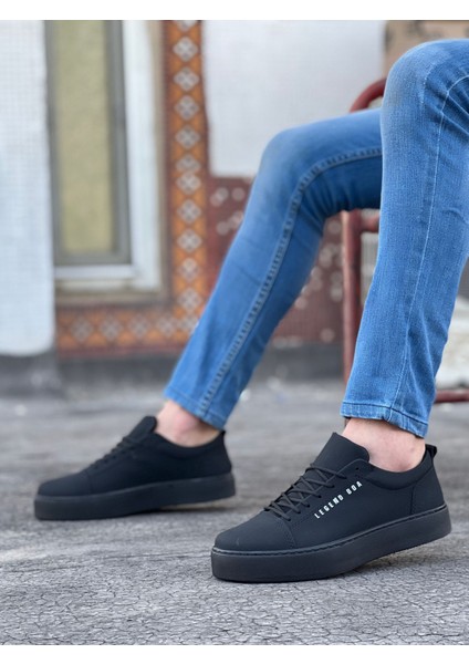 BA0104 Bağcıklı Nubuk Siyah Spor Klasik Erkek Ayakkabı