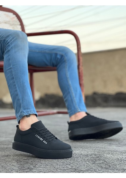 BA0104 Bağcıklı Nubuk Siyah Spor Klasik Erkek Ayakkabı