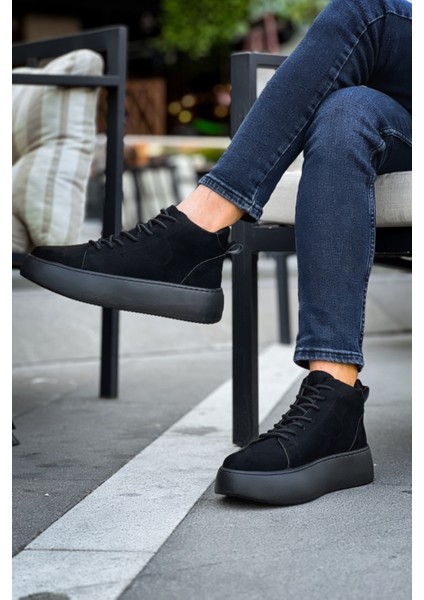 LE10 Bağcıklı Erkek Yüksek Siyah Taban Siyah Süet Spor Bot fiyatları