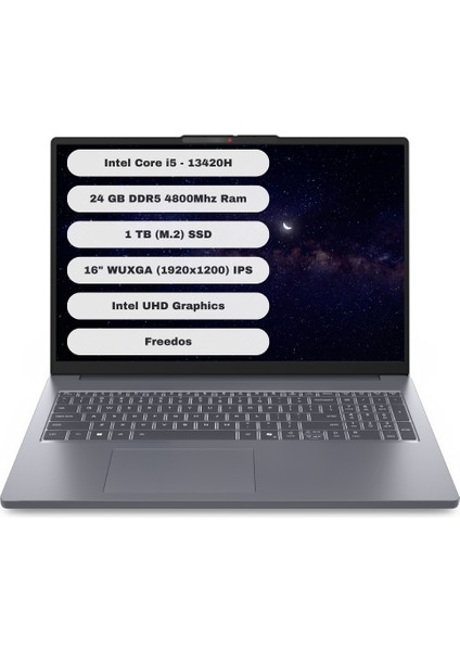 Ideapad Slim 3 16IRH10 GTI24 Intel Core I5 13420H 24GB 1tb SSD Freedos 16'' Wuxga Taşınabilir Bilgisayar 83K2001UTR