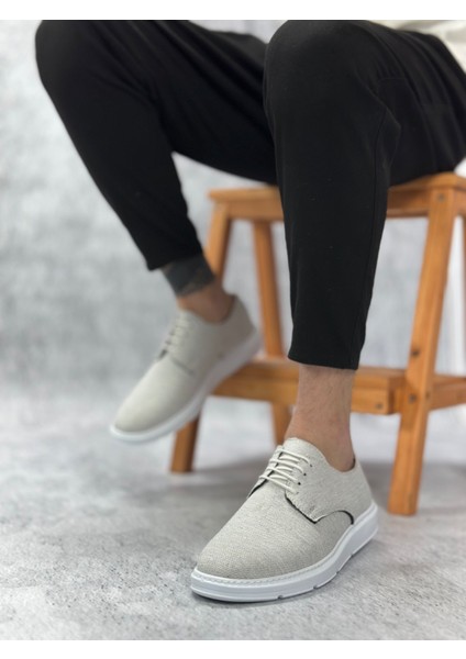 BA0003 Bağcıklı Klasik Spor Keten Beyaz Taban Casual Erkek Ayakkabı