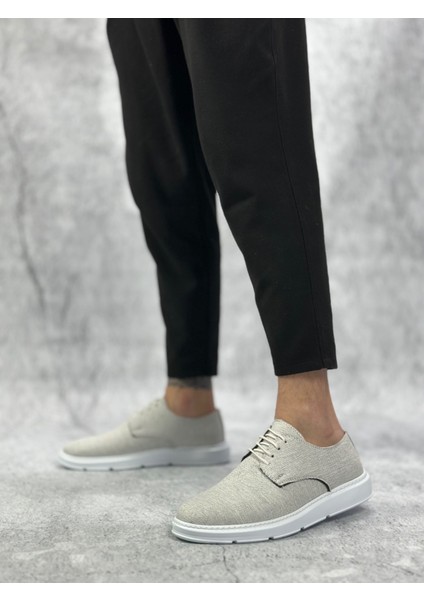 BA0003 Bağcıklı Klasik Spor Keten Beyaz Taban Casual Erkek Ayakkabı