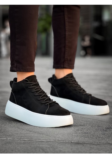 LE10 Bağcıklı Erkek Yüksek Taban Ithal Süet Siyah Spor Bot fırsatları
