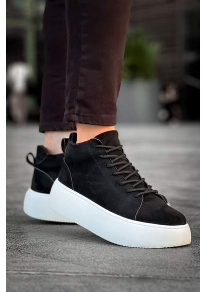 LE10 Bağcıklı Erkek Yüksek Taban Ithal Süet Siyah Spor Bot indirimleri