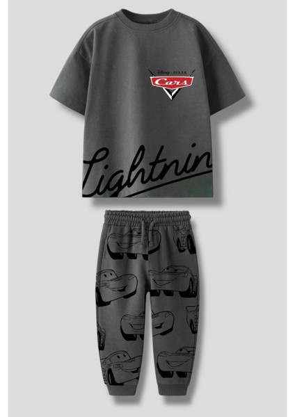 Erkek Çocuk Pamuklu Antrasit Cars Temalı Takım - Lightning Baskılı Eşofman Altı fiyatları