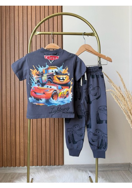 Erkek Çocuk Pamuklu Antrasit Cars Temalı Takım - Lightning Baskılı Eşofman Altı indirimleri
