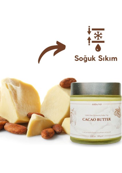 Kakao Yağı - Soğuk Sıkım Ham İşlenmemiş Raw Virgin Cacao Butter 100 gr