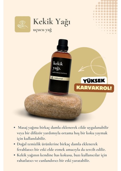 Kekik Yağı 100 ml - Karvakrol Oranı Yüksek Doğal Vücut Bakım Yağı