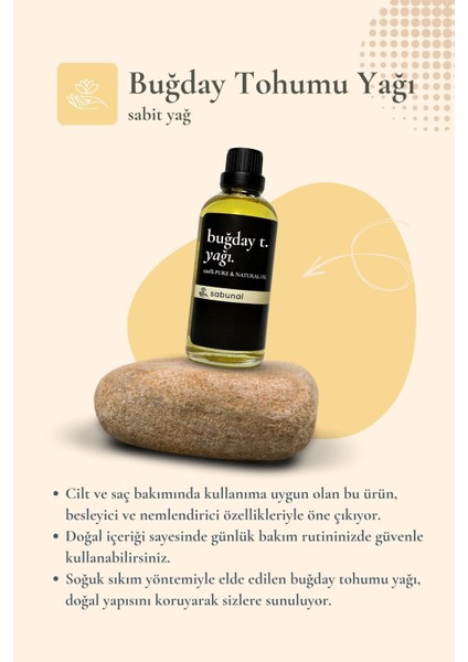 Buğday Tohumu Yağı 100 ml - Yoğun Nem Bakımı Sunan Doğal Vücut Yağı