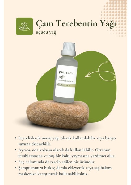 Çam Terebentin Yağı 50 ml - Saç ve Cilt Bakımı, Aromaterapi Uçucu Yağ