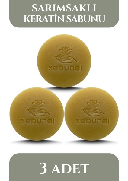 Sarımsaklı Keratin Sabunu 3 Adet - Saç Bakım Sabunu