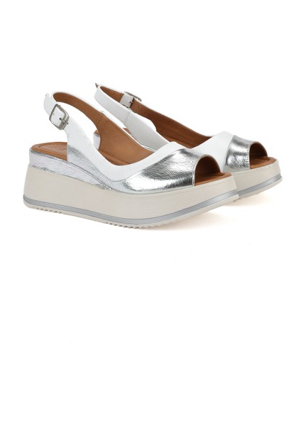 , Kadın Hakiki Deri Dolgu Topuk Sandalet 151992Z50020 Beyaz fiyatları