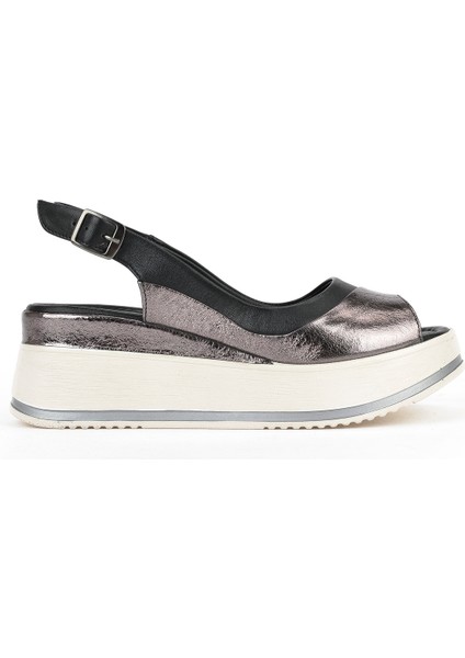 , Kadın Hakiki Deri Dolgu Topuk Sandalet 151992Z50020 Siyah