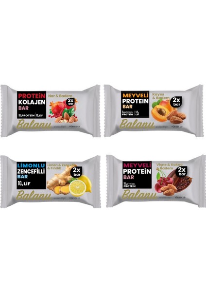 Protein Bar Seti 55 gr 4 Farklı Lezzet 2'li Paketler x 4 Adet