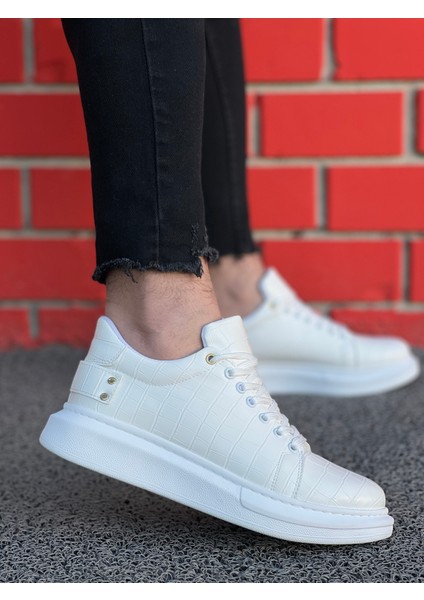 Kb047 Beyaz Crocodile Günlük Erkek Ayakkabı