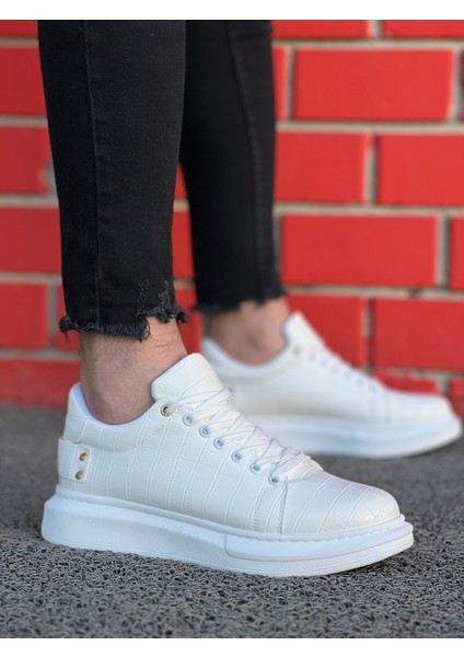 Kb047 Beyaz Crocodile Günlük Erkek Ayakkabı