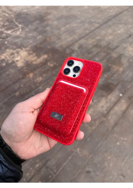 Iphone 12 Pro Kırmızı Taşlı Telefon Kılıfı ve Magsafe Kredi Kartlık Cüzdan Seti fiyatları