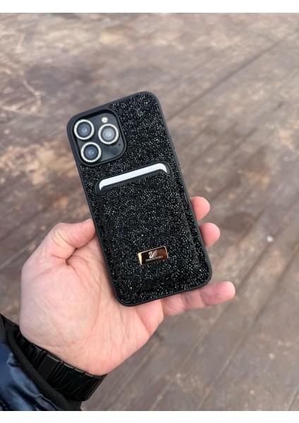 Iphone 16 Pro Siyah Taşlı Telefon Kılıfı ve Magsafe Kredi Kartlık Cüzdan Seti fiyatları