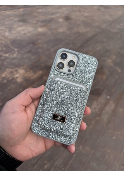 Iphone 12 Pro Gümüş Taşlı Telefon Kılıfı ve Magsafe Kredi Kartlık Cüzdan Seti fiyatları