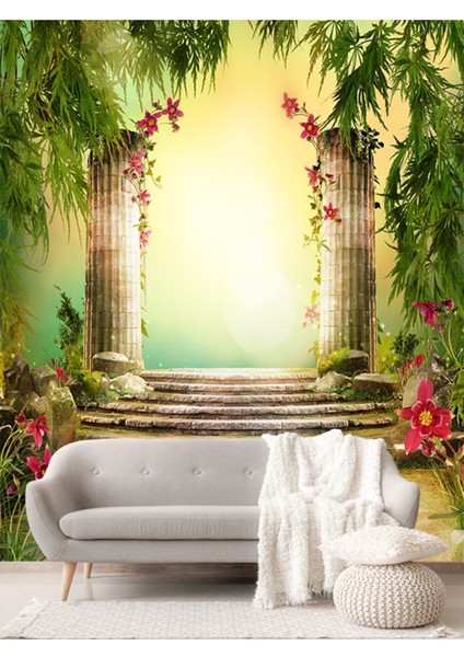 Çiçek Bahçe Desen Isı ve Ses Yalıtımlı Sağlıklı Tekstil Duvar Kağıdı