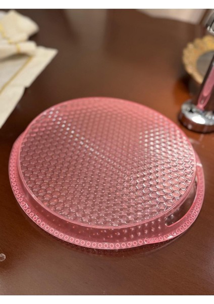 Monokristalin Pembe Transparan Parti Yılbaşı Sunum Tepsisi (Pembe Yuvarlak) fiyatları