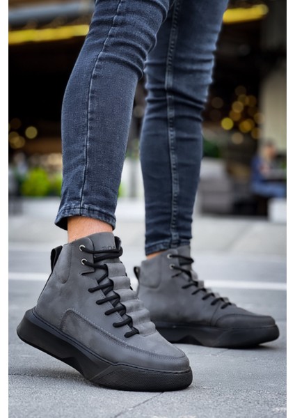 BA0321 Gizli Bağcıklı Erkek Yüksek Taban Füme Spor Bot fiyatları