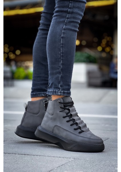 BA0321 Gizli Bağcıklı Erkek Yüksek Taban Füme Spor Bot modelleri