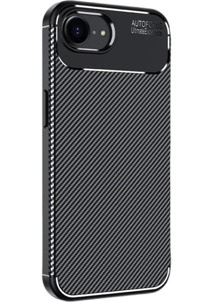 Apple iPhone 16E Kılıf Focus Carbon Silikon Kapak Kamera Korumalı Deri Görünüm
