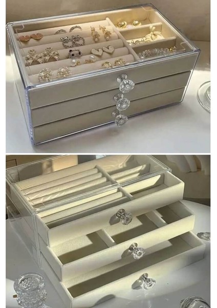 House By House Üç Katlı Çekmeceli Takı Kozmetik Organizer fiyatları