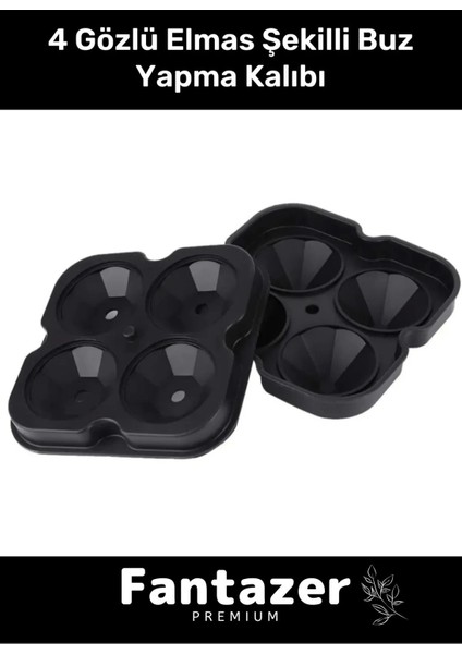 Özel Üretim 4 Gözlü Kırılmaz Esnek Silikon Kokteyl Içecek Elmas Şekilli Buz Yapma Kalıbı