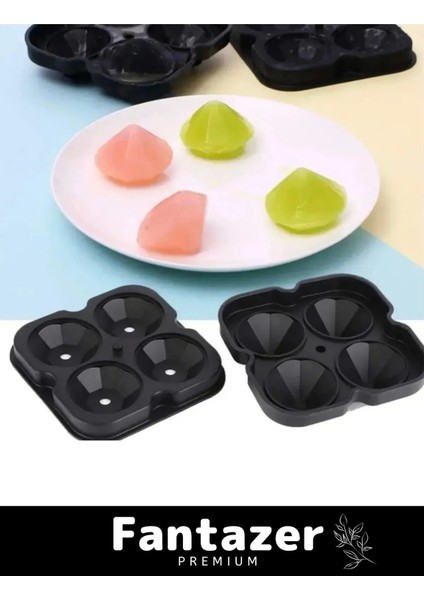 Özel Üretim 4 Gözlü Kırılmaz Esnek Silikon Kokteyl Içecek Elmas Şekilli Buz Yapma Kalıbı fiyatları