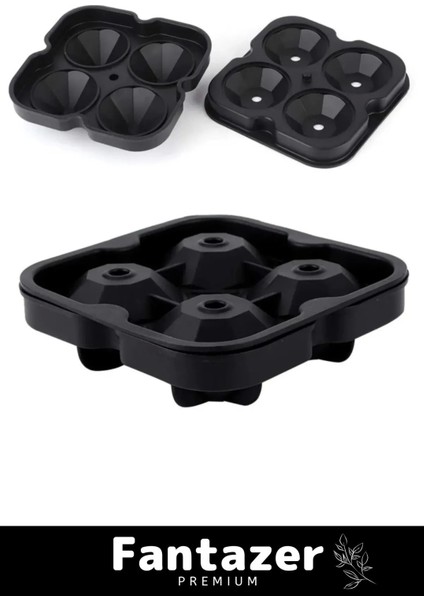 Özel Üretim 4 Gözlü Kırılmaz Esnek Silikon Kokteyl Içecek Elmas Şekilli Buz Yapma Kalıbı modelleri