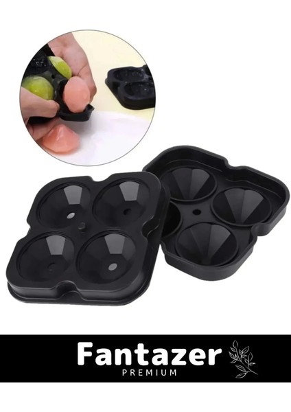 Özel Üretim 4 Gözlü Kırılmaz Esnek Silikon Kokteyl Içecek Elmas Şekilli Buz Yapma Kalıbı indirimleri