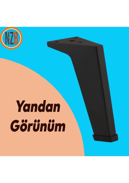 Mobilya Ayakları Ünite Baza Koltuk Ayağı Ayağı Sehpa Masa Puf Tabure Metal Ayakları Siyah 20 cm