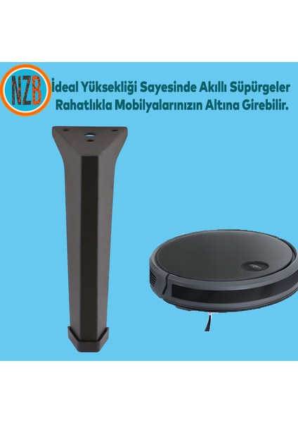 Mobilya Ayakları Ünite Baza Koltuk Ayağı Ayağı Sehpa Masa Puf Tabure Metal Ayakları Siyah 20 cm