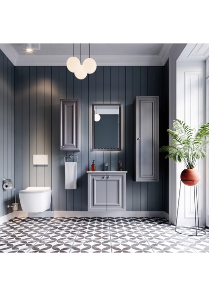 Kayra Lavabo Dolabı Çekmeceli 60CM Mat Antrasit