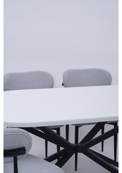 Bohem Metal Polo Boyalı Mdf Lak Panel Yemek Masa Takımı 90X170 modelleri