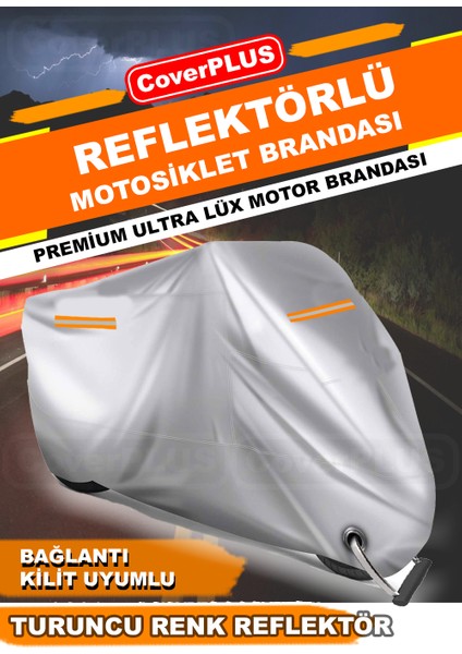 Vespa Gts 125 Abs Branda Motosiklet Brandası Motor Branda Turuncu Reflektörlü-Gri