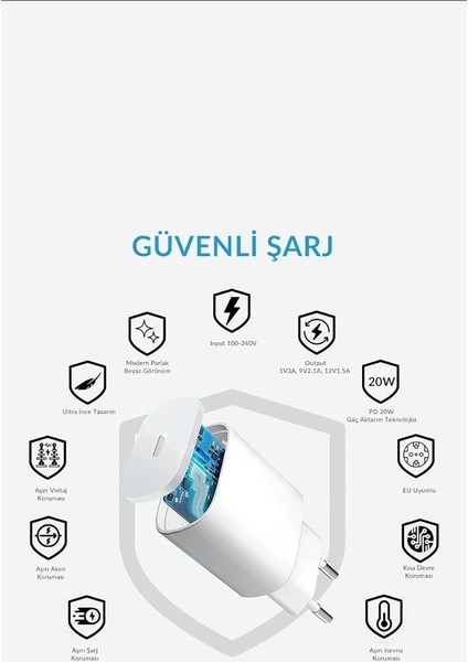 20W Usb-C Hızlı Şarj Güç Adaptörü