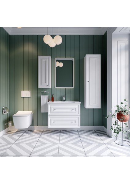 Kayra Lavabo Dolabı Çekmeceli 60CM Mat Beyaz