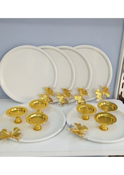 2 Model Bir Arada 6 Li Beyaz Tepsi ve 6 Li Gold Makaronluk fiyatları